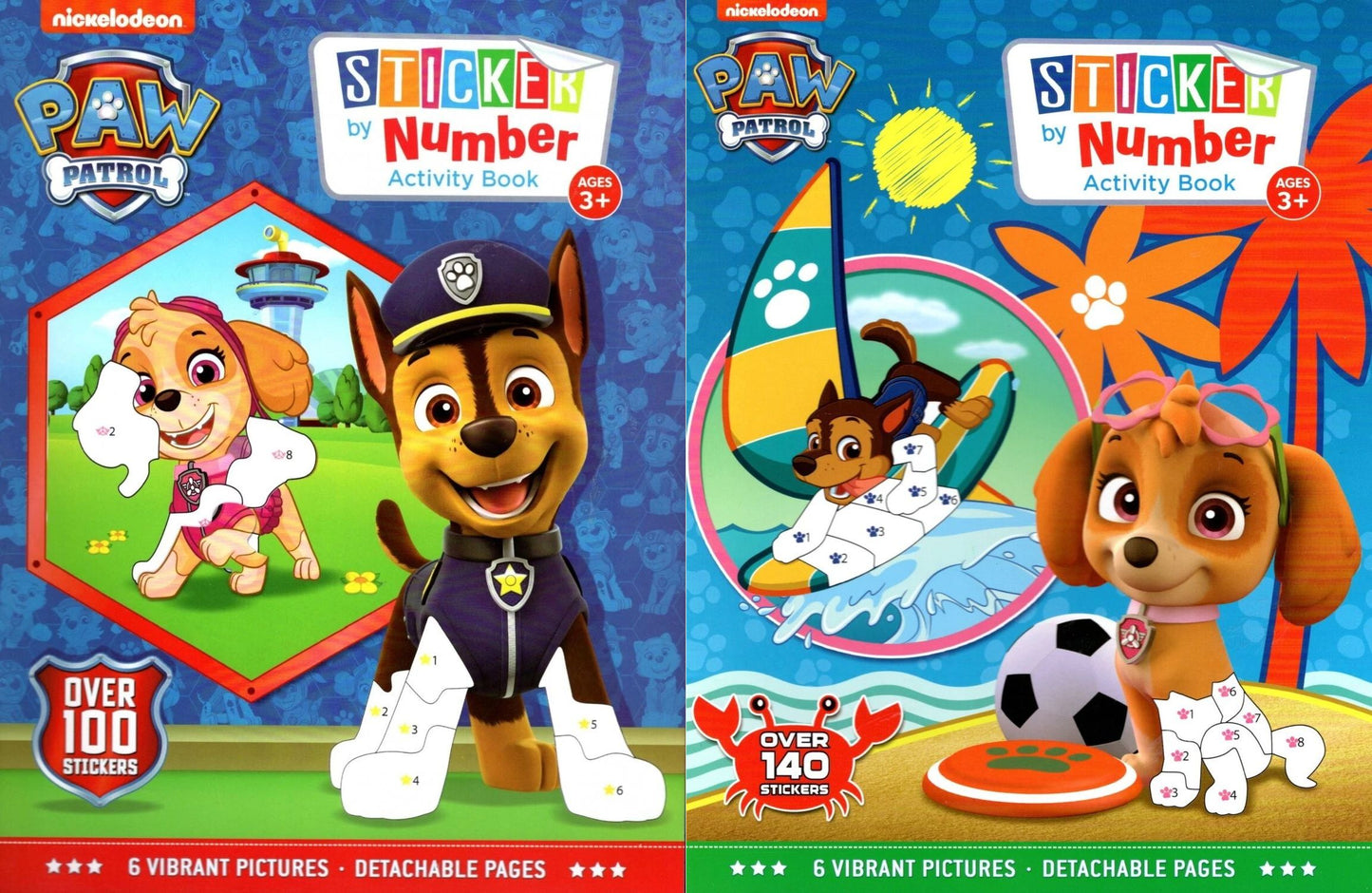 Nickelodeon Paw Patrol - Sticker by Number Activity Book Over 100 + 140 Set of 2