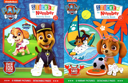 Nickelodeon Paw Patrol - Sticker by Number Activity Book Over 100 + 140 Set of 2