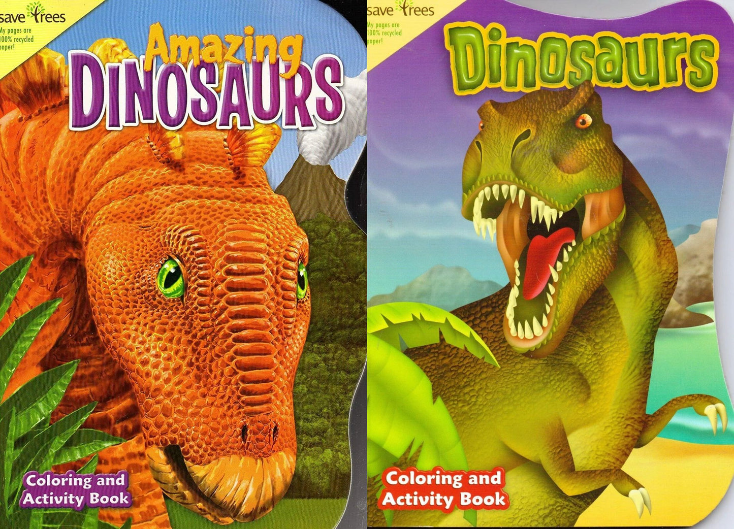Dinosaurs Shaped Coloring & Activity Book (Set of 2)