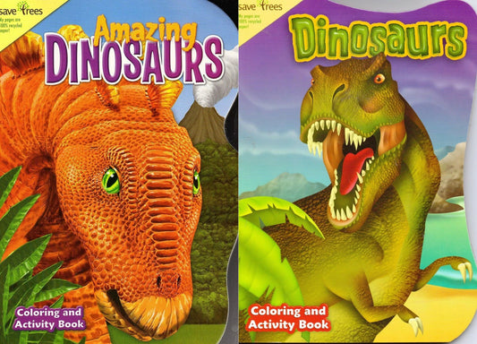 Dinosaurs Shaped Coloring & Activity Book (Set of 2)
