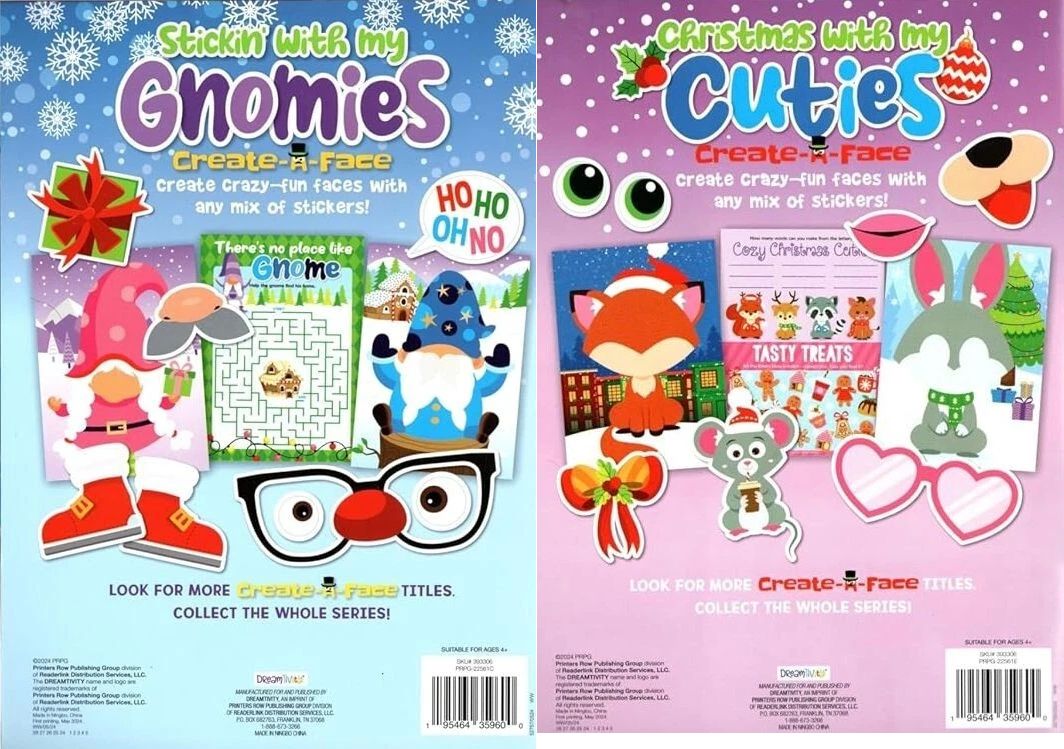 Christmas sticker activities - Cuties & Gnomes - Activity Stickers Books Set