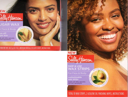 Sally Hansen Sugar Wax Kit & Snip & Use Wax Strips Bundle (Set of 2)