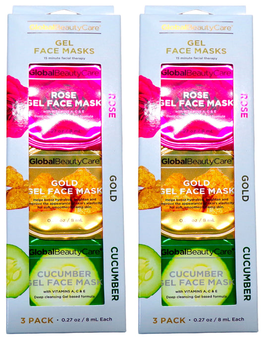 Global Beauty Care Gel Face Masks 3 Pack (Set of 2 Pack)