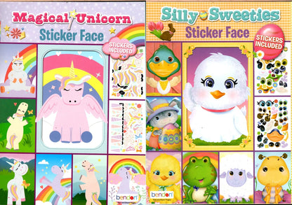 Silly Sweeties & Magical Unicorn Sticker Face - Sticker Activity Book (Set of 2)
