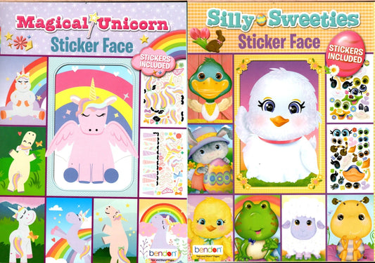 Silly Sweeties & Magical Unicorn Sticker Face - Sticker Activity Book (Set of 2)