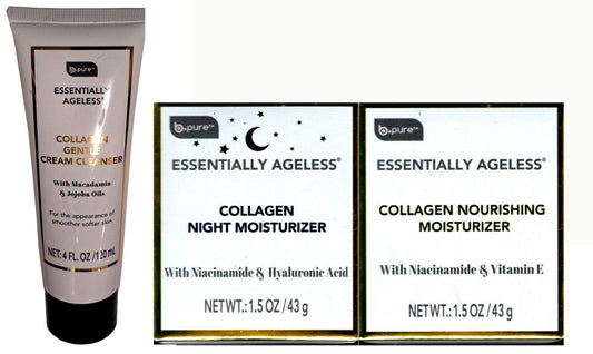 Collagen - Night Moisturizer, Gentle Cream Cleanser, Nourishing Moisturizer Set