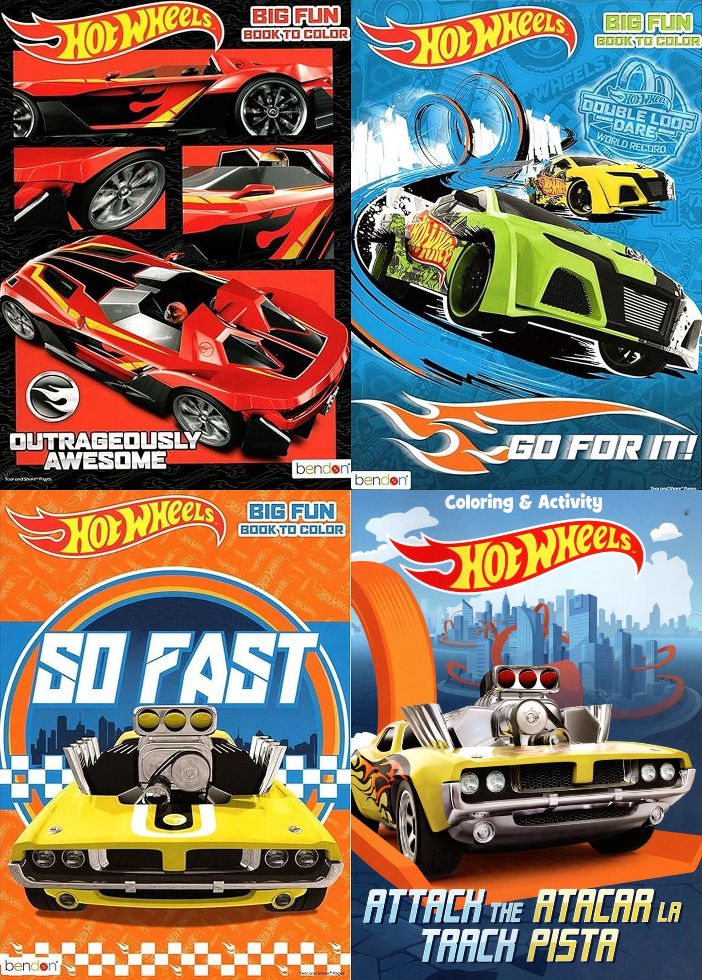 Hot Wheels - Coloring & Activity Books (Set of 4 Books)