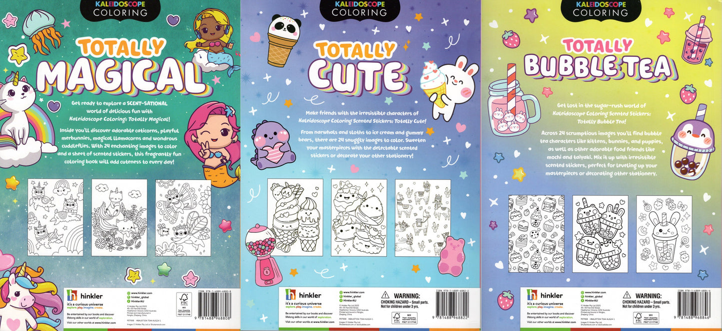 Kaleidoscope Coloring Book - Totally Magical, Cute & Bubble Tea (Set of 3 Books)