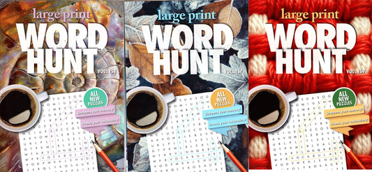 Large Print Word Hunt - All New Puzzles - Sharpen Your Memory - Vol.157,158,159