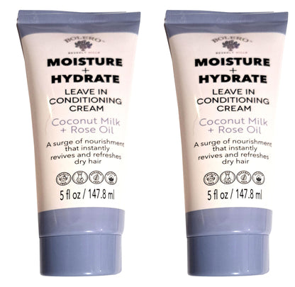 Bolero Moisture & Hydrate Leave in Conditioning Cream - Coconut Milk + Rose Oil 5fl oz Set