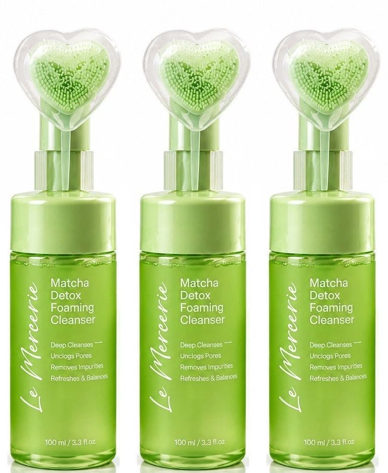 Le Mercerie Matcha Detox Foaming Cleanser 3.3 fl oz / 100 ml (3-Pack Bundle)