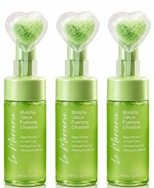 Le Mercerie Matcha Detox Foaming Cleanser 3.3 fl oz / 100 ml (3-Pack Bundle)