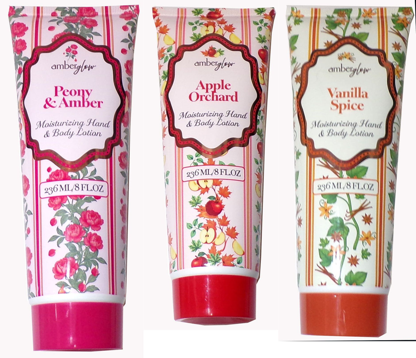 Amber Glow Full Set Body Lotions Apple Orchard, Vanilla Spice, Peony & Amber