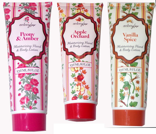 Amber Glow Full Set Body Lotions Apple Orchard, Vanilla Spice, Peony & Amber