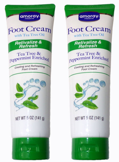 Amoray Foot Cream with Tea Tree Oil, Revitalize & Fresh 5 oz (Set of 2)