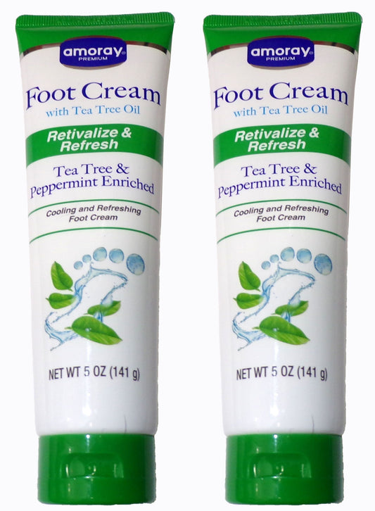 Amoray Foot Cream with Tea Tree Oil, Revitalize & Fresh 5 oz (Set of 2)