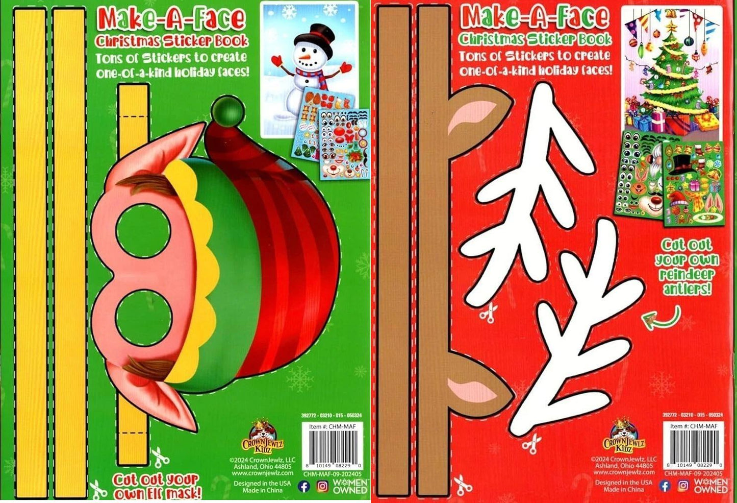 Christmas Sticker Book - Make-A-Face - Over 100 Stickers! (Set of 2 Books)