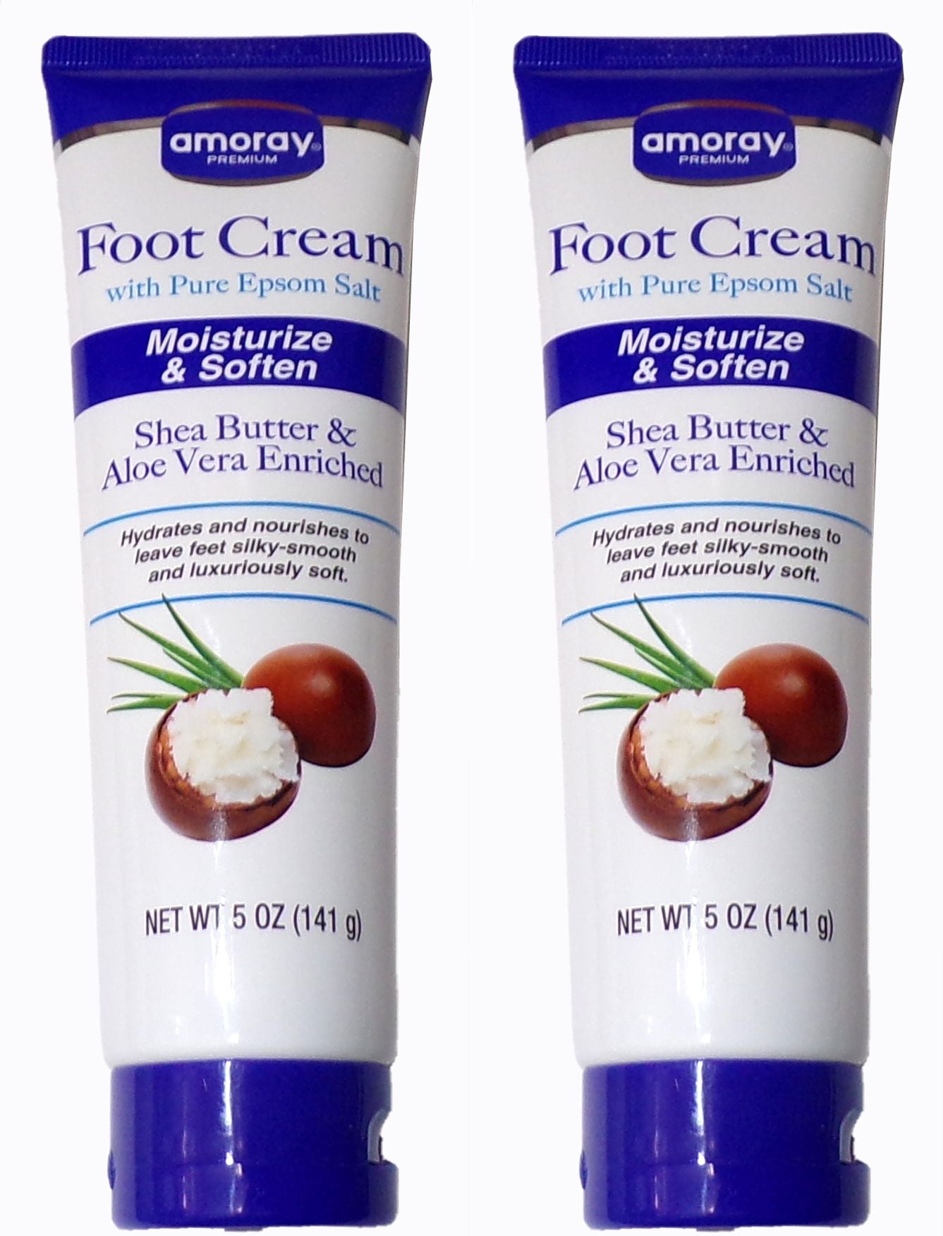 Amoray Premium Foot Cream with Epsom Salt, Shea Butter, Aloe Moisturizer (Set)