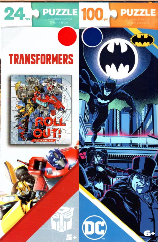 DC Batman 100 Puzzle & Transformers 24 Puzzle - Jigsaw Puzzle (Set of 2)