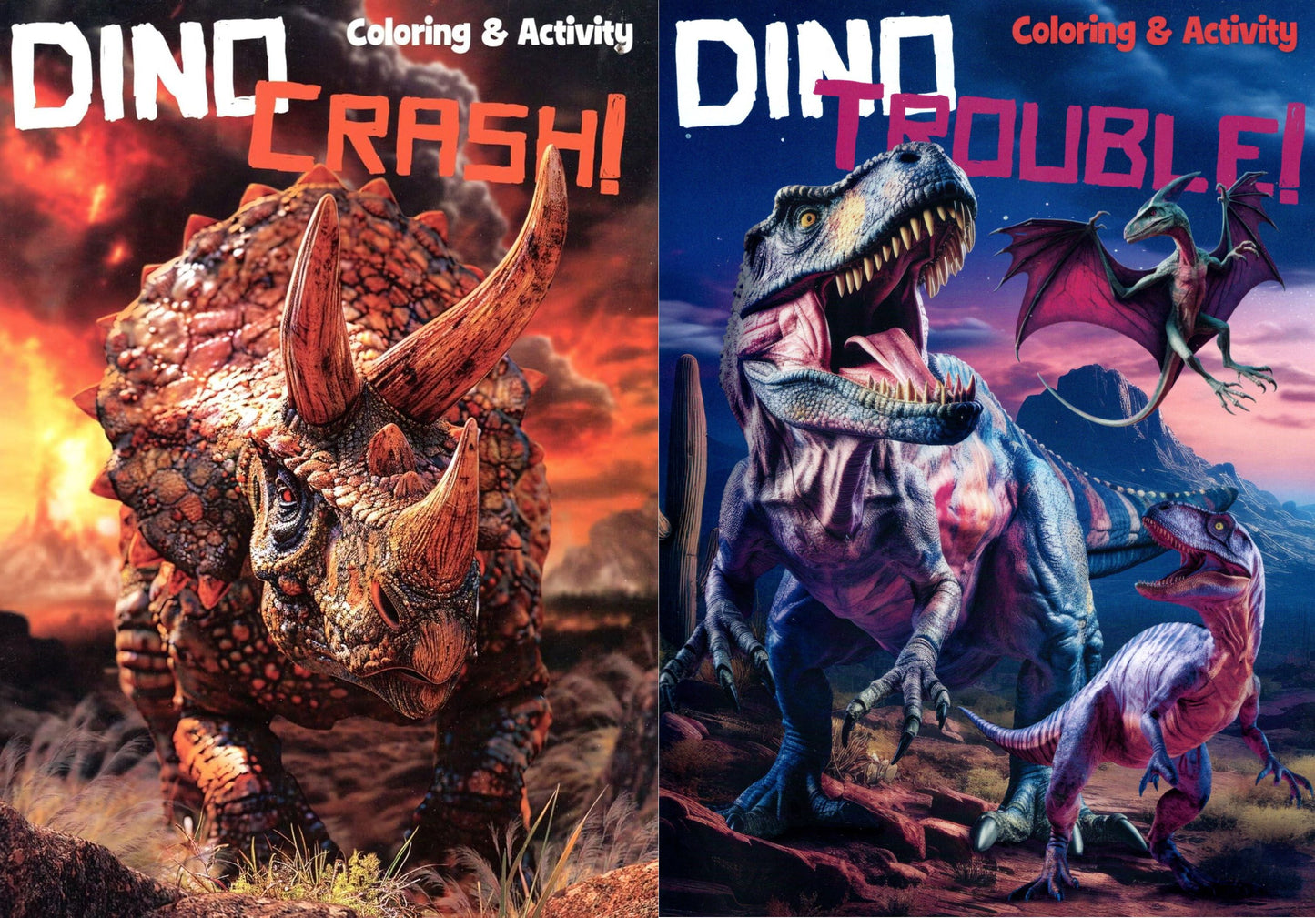 Dino Crash & Dino Trouble - Coloring & Activity Book (Set of 2 Books)