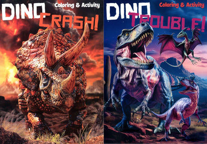 Dino Crash & Dino Trouble - Coloring & Activity Book (Set of 2 Books)
