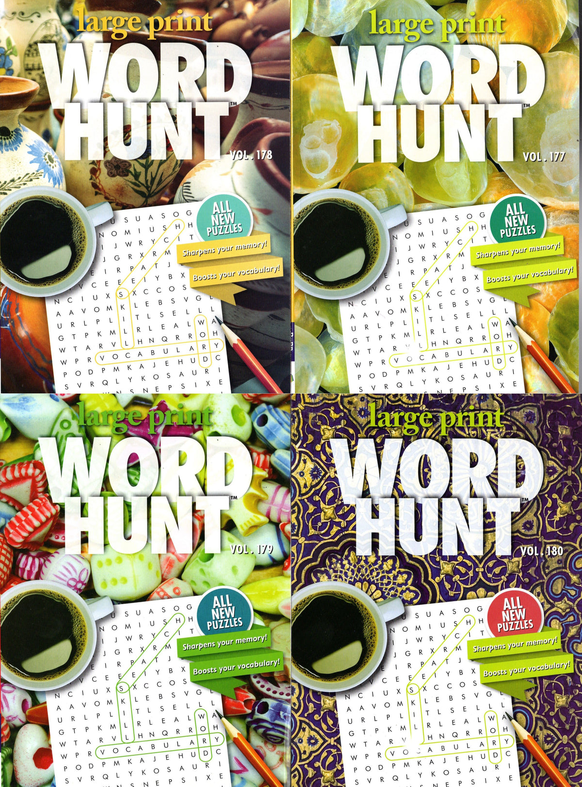Large Print Word Hunt Vol 177, 178, 179 & 180 4-Pack