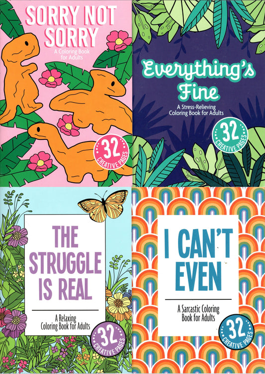 Coloring Books for Adults - Sarcastic, Stress, Relaxing (Set of 4 Books)