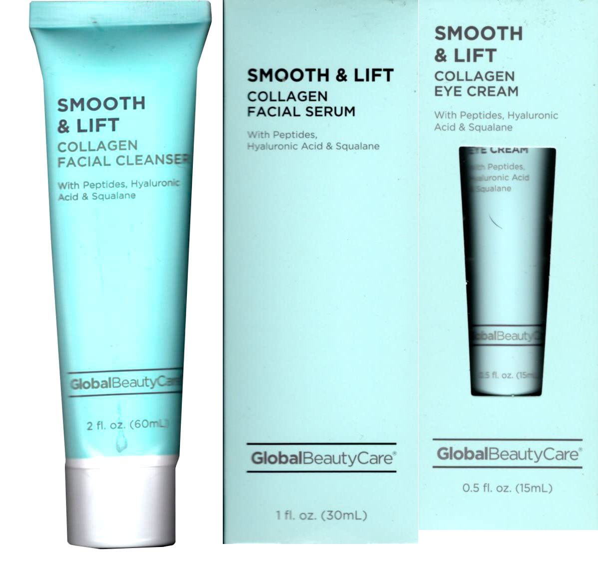 Smooth & Lift Collagen Facial Cleanser, Serum, Eye Cream , Hyaluronic Acid Set