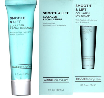 Smooth & Lift Collagen Facial Cleanser, Serum, Eye Cream , Hyaluronic Acid Set