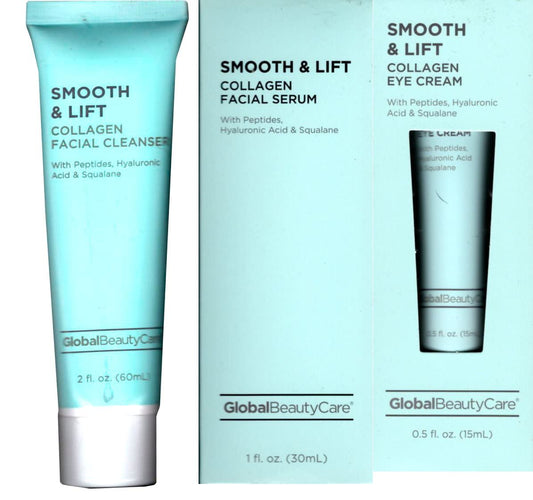Smooth & Lift Collagen Facial Cleanser, Serum, Eye Cream , Hyaluronic Acid Set