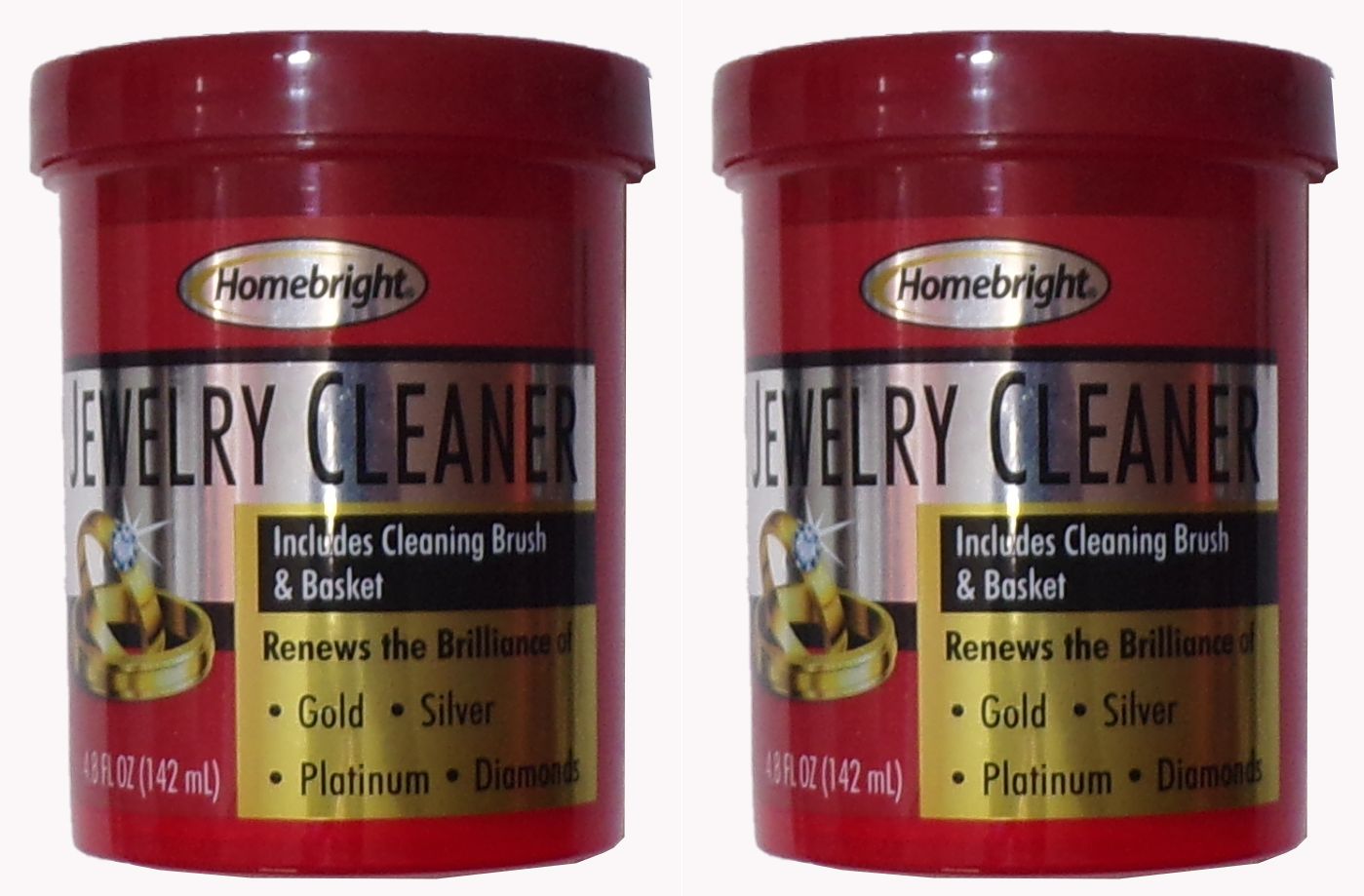 HOMEBRIGHT Jewelry Cleaner Solution for Gold, Silver, Diamond 4.8oz (Set of 2)