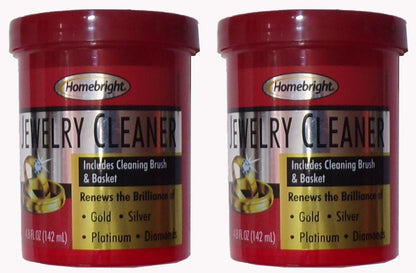 HOMEBRIGHT Jewelry Cleaner Solution for Gold, Silver, Diamond 4.8oz (Set of 2)