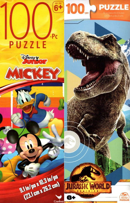 Universal Studios Jurassic World & Disney Junior Mickey - 100 Jigsaw Puzzle Set