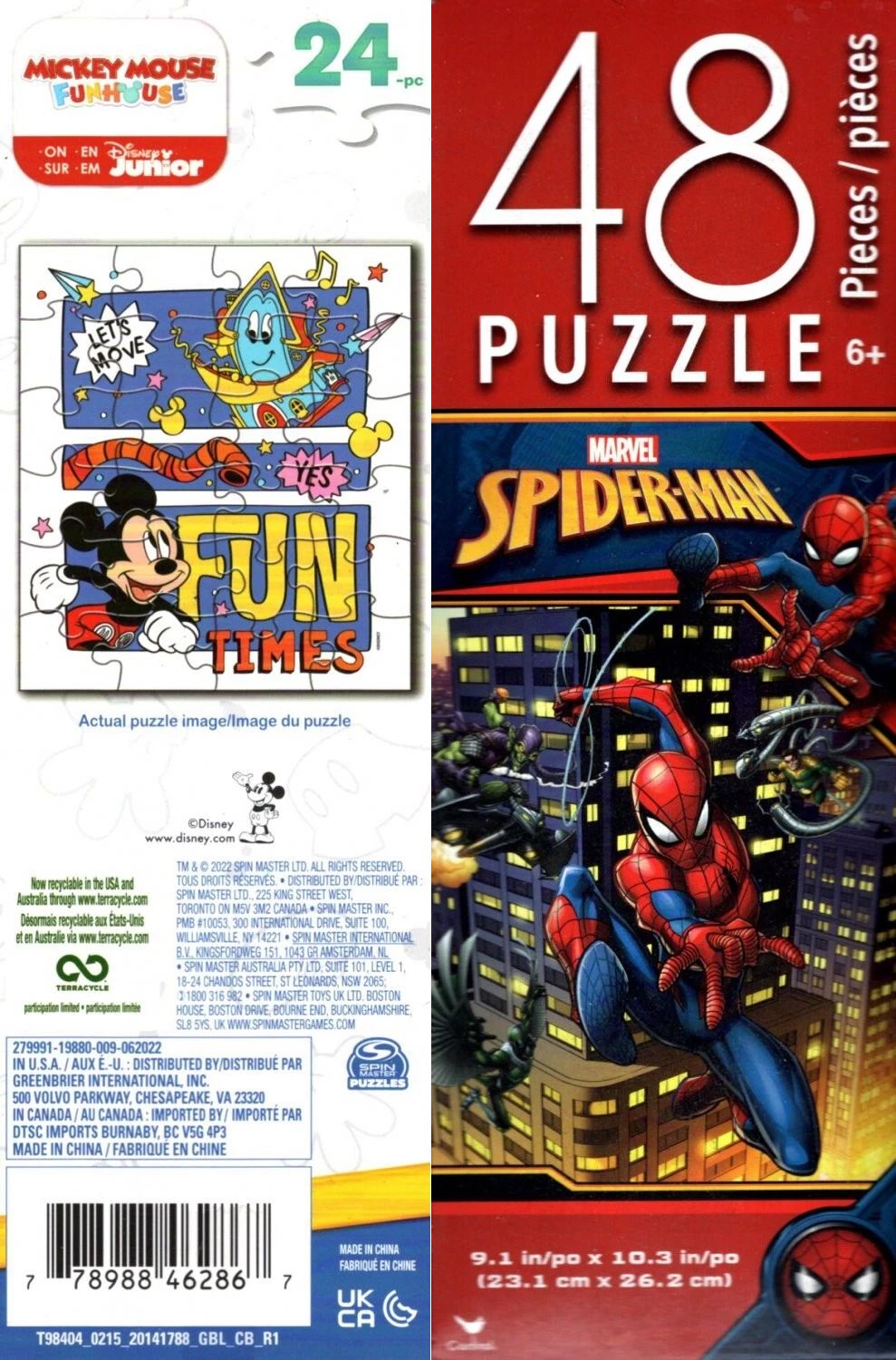 Marvel Spider-Man 48 & Share Disney Junior Mickey 24 Pieces - Jigsaw Puzzle Set