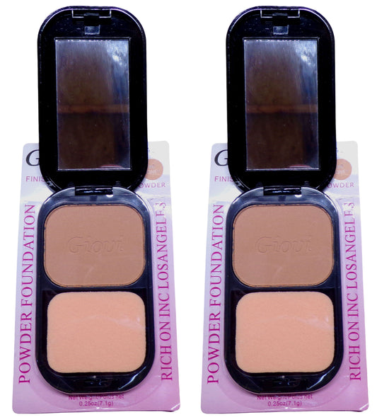 Giovi U.S.A. Powder Foundation with Mirror. Two Way Powder. 0.25 oz (Set of 2)