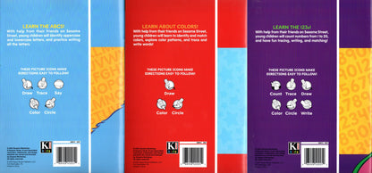 123 Sesame Street Kindergarten Educational Workbooks - Numbers, Colors, Alphabet