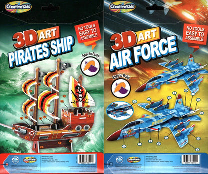 3D Art Paper Air Force & Pirates Ship; Includes: Two Sets (Set of 2)
