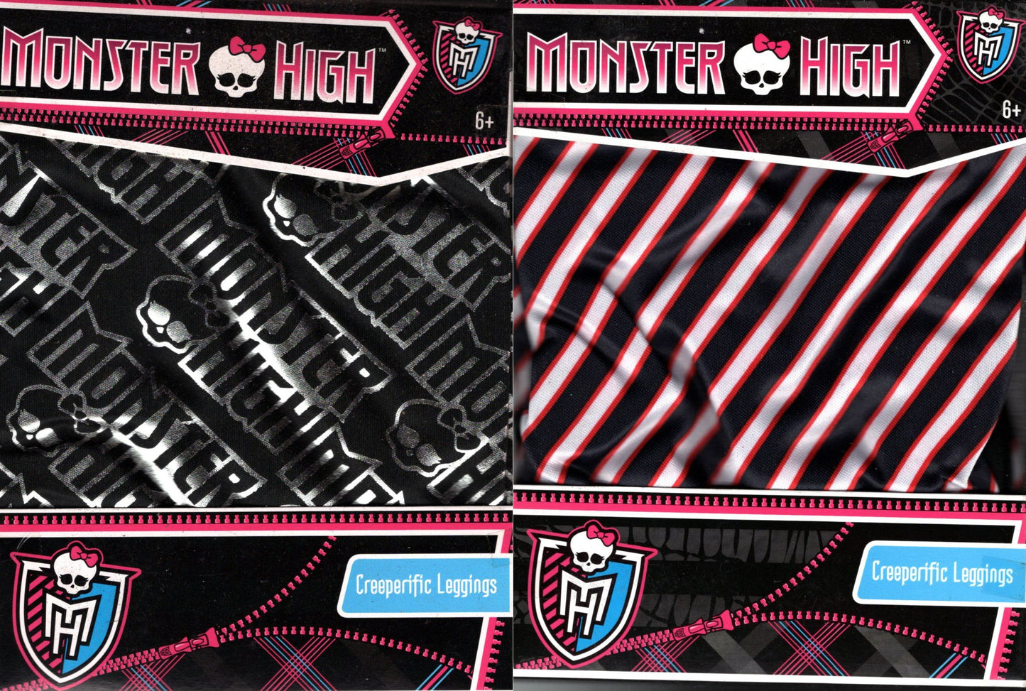 Monster High Creeper Pic Kids Leggings Size 6-10 (lines &Monster High) Set