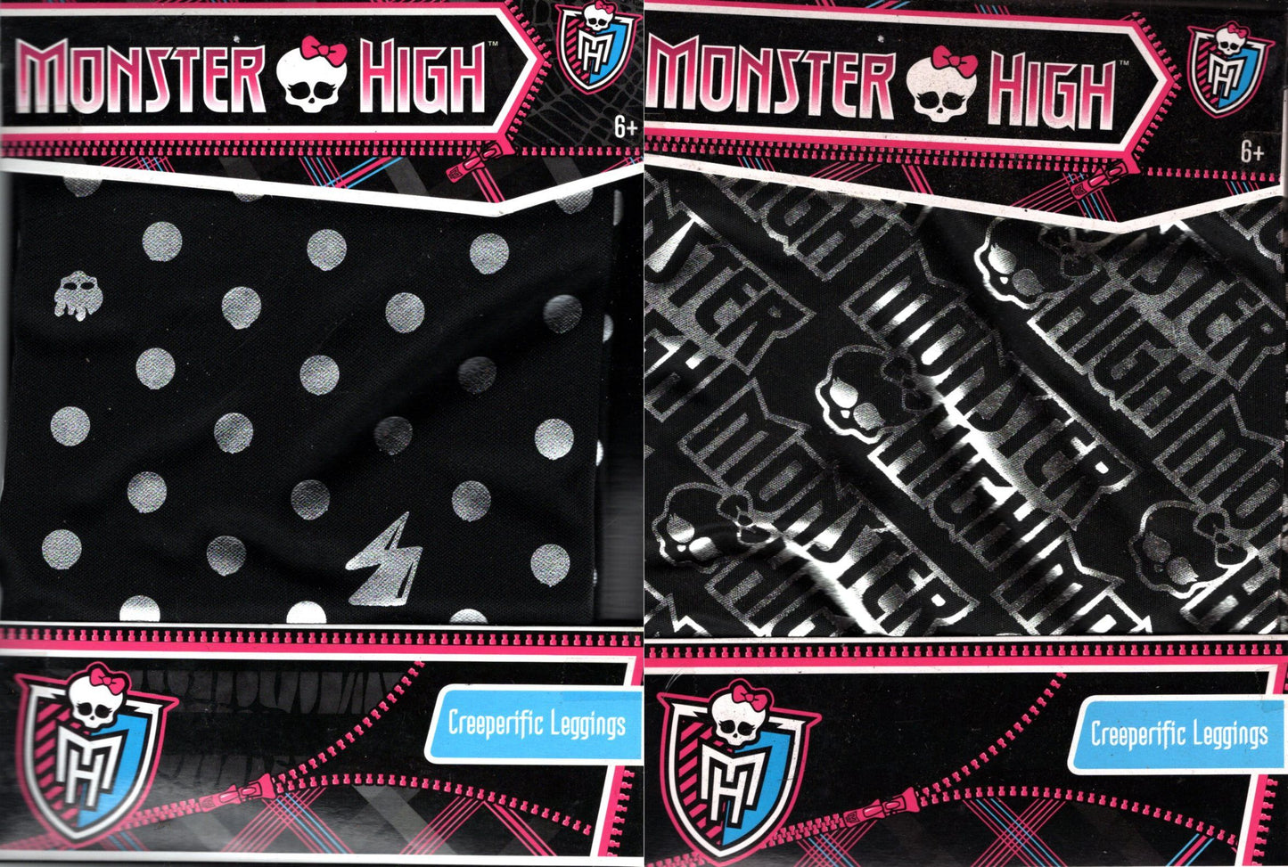 Monster High Creeper Pic Kids Leggings Size 6-10 (Dots &Monster High ) Set