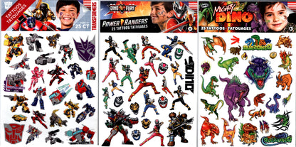 Savvi - Transformers, Mighty Dino & Dino Fury - 25 Tattoos Tatouages (Set of 3)