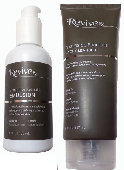 Revive Rx Face Cleanser & Granactive Retinoid Emulsion Skincare Set, 8 fl. oz.
