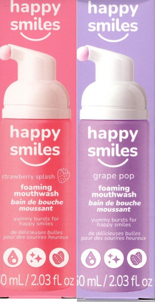 Happy Smiles Strawberry Splash & Grape Pop Foaming Mouthwash 2-Pack, 4.06 fl. oz