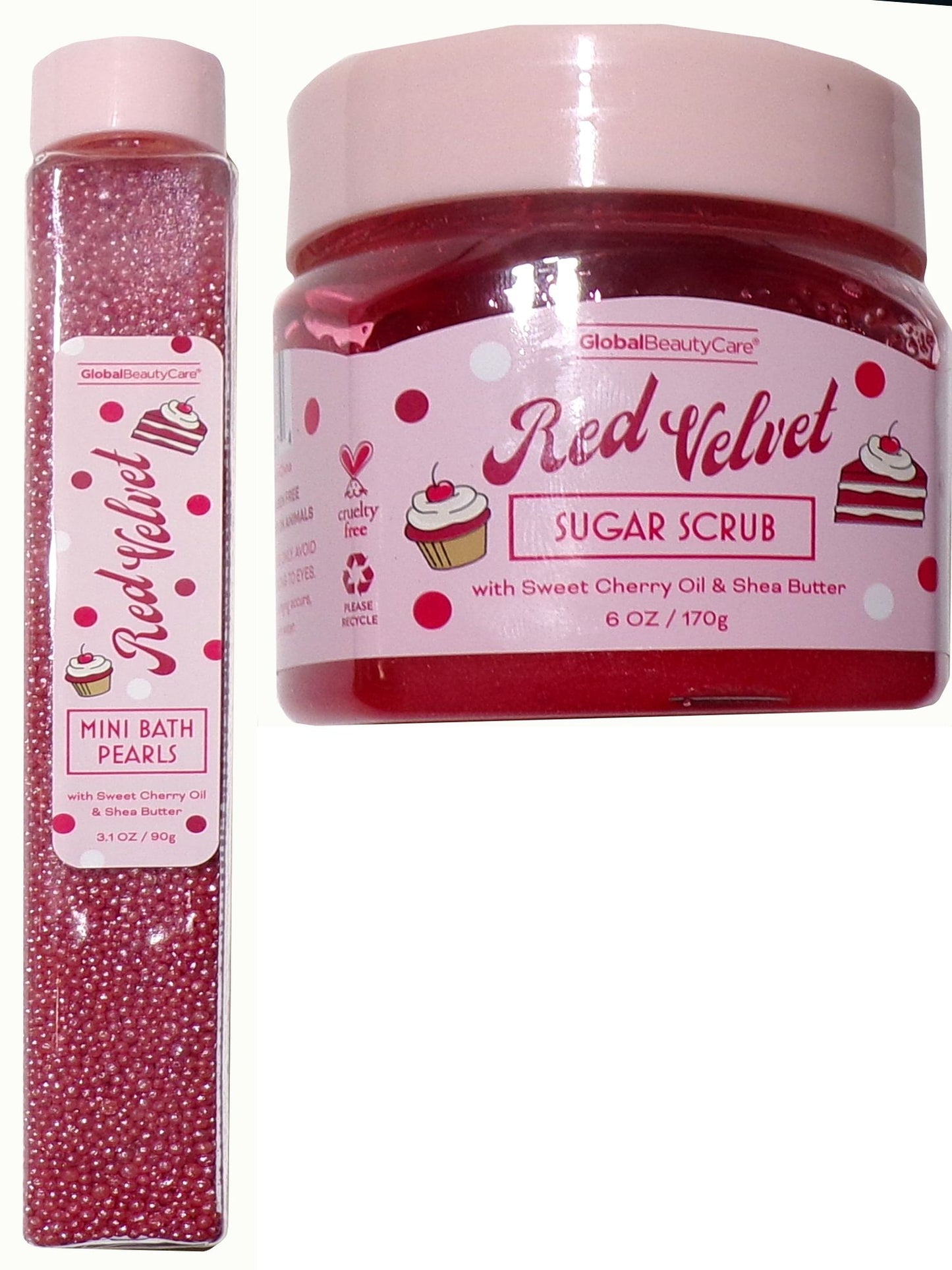 Global Beauty Care Red Velvet Mini Bath Pearls & Sugar Scrub (Set of 2)