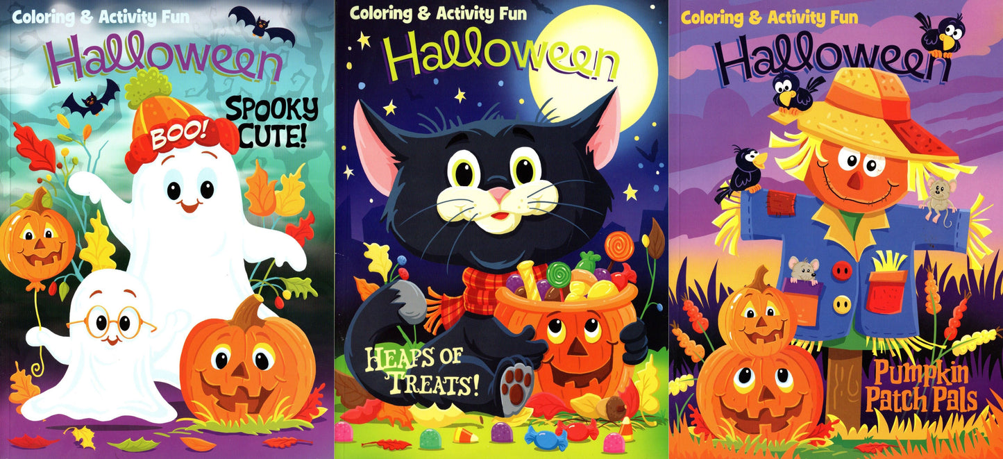 Halloween Coloring & Activity Fun 3-Book Set: Spooky Cute!, Heaps and Pumpkin