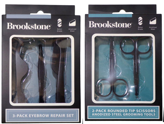 Brookstone 3-Pack Eyebrow Repair & 2 Pack Pointed Tip Scissors Set