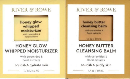 River & Rowe Honey Glow Whipped Moisturizer & Honey Butter Cleansing Balm Skinca