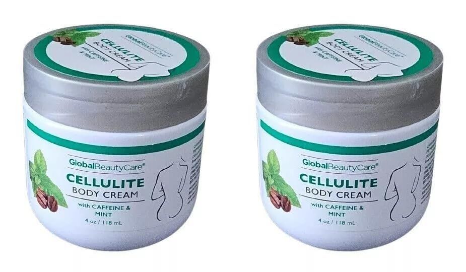 Beauty Care Cellulite Body Cream with Caffeine and Mint, 4 oz (Set of 2)