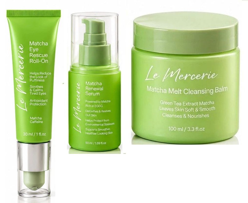 Le Mercerie Matcha 3-Pc Cleansing Set: Balm + Micellar + Foaming Cleanser (Copy)