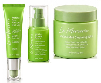 Le Mercerie Matcha 3-Pc Cleansing Set: Balm + Micellar + Foaming Cleanser (Copy)