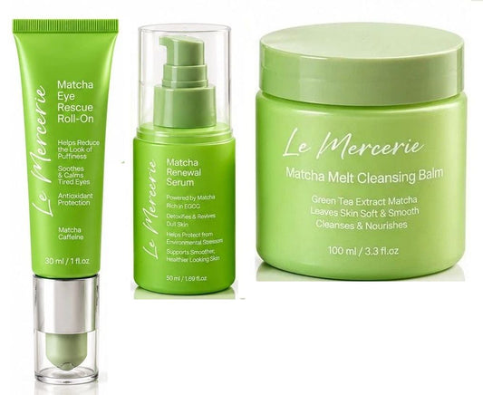 Le Mercerie Matcha 3-Pc Cleansing Set: Balm + Micellar + Foaming Cleanser (Copy)